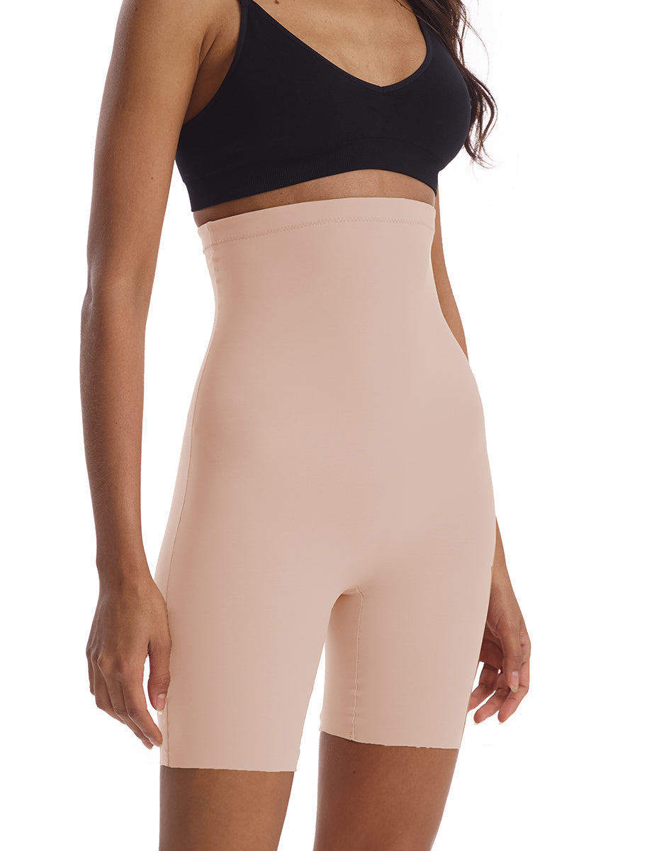 Short Cycliste Invisible Gainant Taille Haute Beige